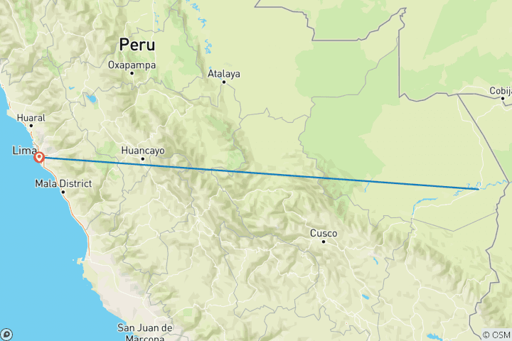 Map of 4-Day Jungle of Peru Tambopata Nature Reserve