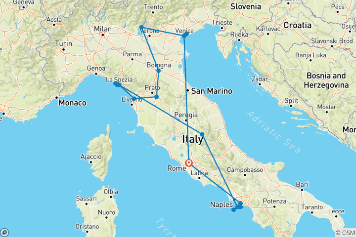 Carte du circuit Italie : Pâtes et Piazzas