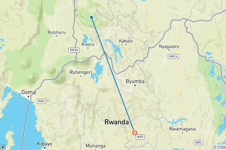 Map of 3 Days Uganda Gorilla Trekking Experience from Kigali