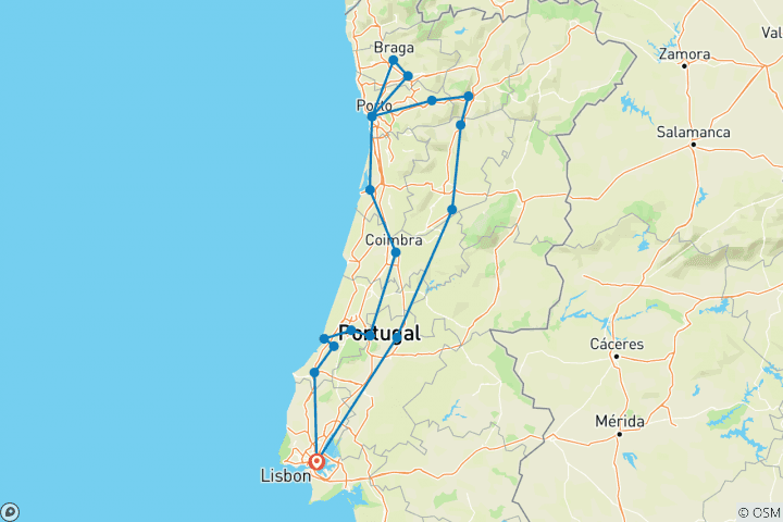 Carte du circuit Découverte du nord du Portugal