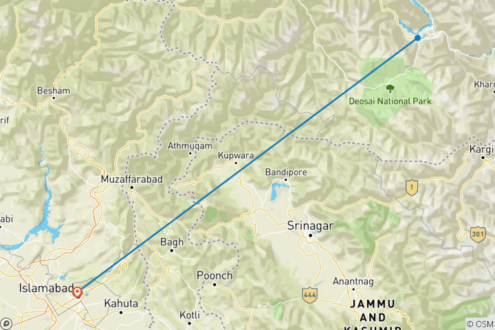 Map of 23 Days Concordia K2 Base Camp & GGLATrek