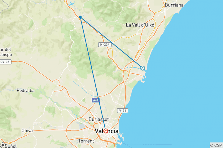 Carte du circuit Valence Méditerranée en 3 étapes