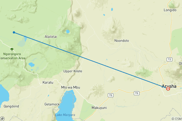 Map of 3 Days Ngorongoro Highland Trekking