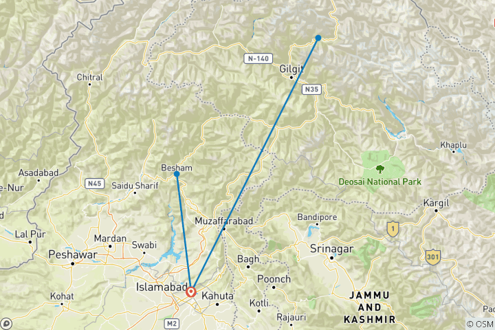 Kaart van 10 Dagen Tagham Festival Shimshal Vallei Hunza Pakistan