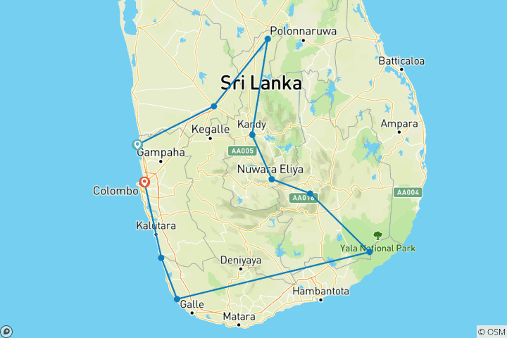 Karte von Erleben Sie die Schönheit Sri Lankas