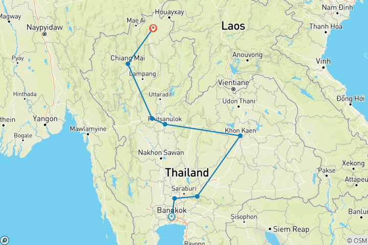 Map of Food tour of Thailand