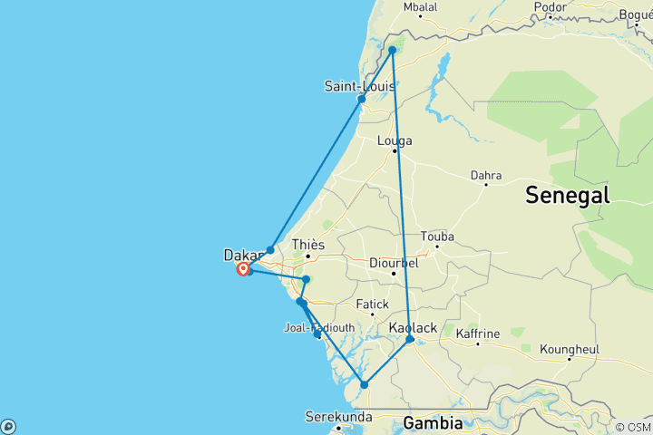 Map of The Best of Senegal – 8 Days