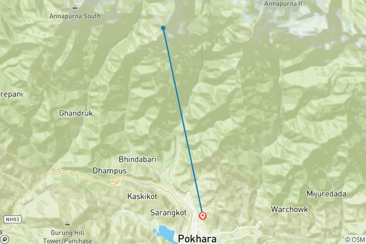 Kaart van Mardi Himal Trek - 5 Dagen