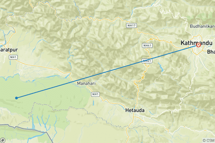 Map of Chitwan Jungle Safari