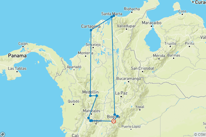 Carte du circuit Circuit de 15 jours en Colombie