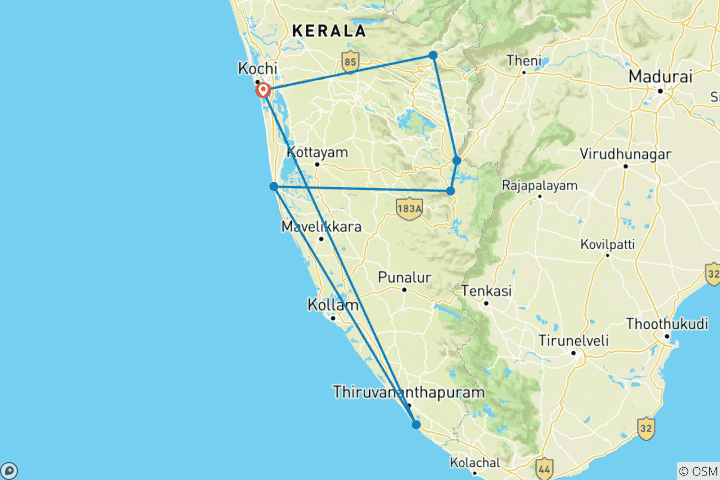 Map of Best Kerala Tour - 10 Days