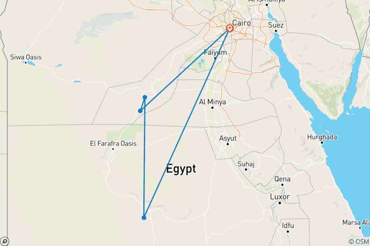 Map of Private 6 Days Cairo and Oasis Desert Adventure