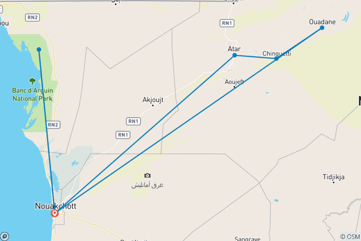 Map of Explore Mauritania – 7 days