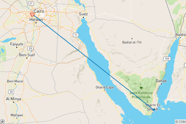 Carte du circuit 7 jours - Le meilleur du Caire et de Sharm El Shiekh