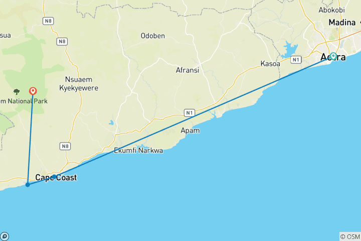 Carte du circuit Introduction au Ghana, 3 jours