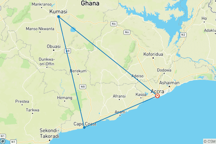Carte du circuit Spécial Ghana 8 jours