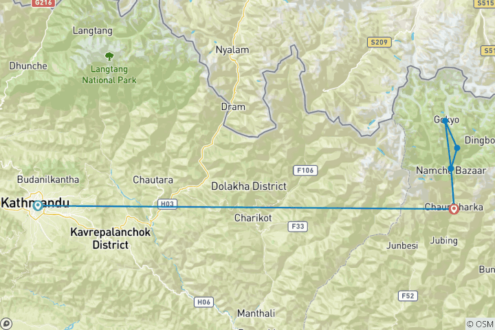 Map of Nirekha Peak Climbing Nepal