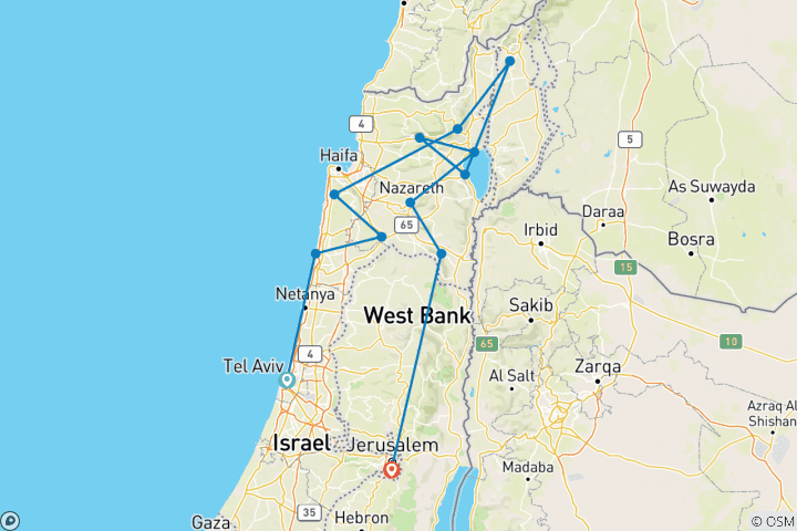 Carte du circuit Aventure en Israël - Galilée et Golan - 3 jours