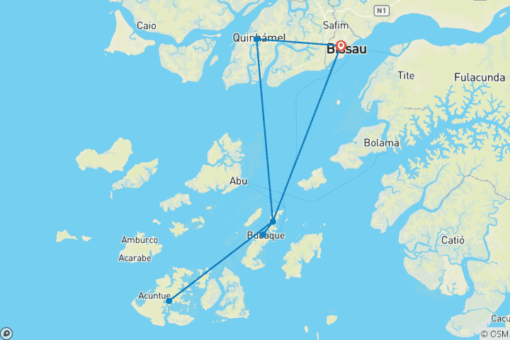 Carte du circuit Aventure insulaire en Guinée- Bissau