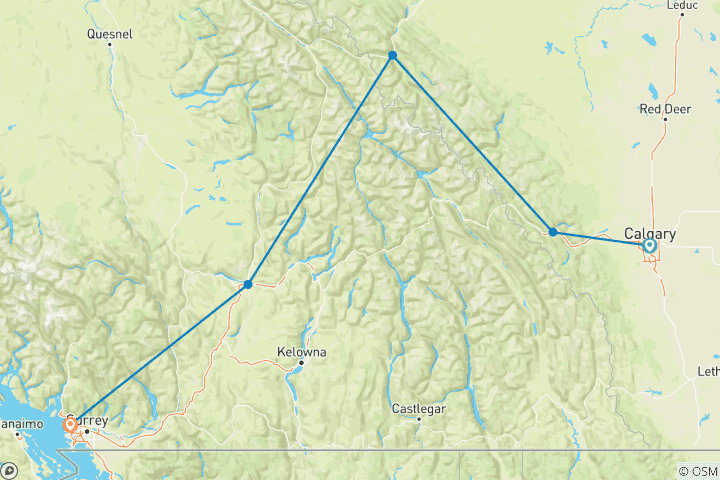 Map of Canadian Rockies by Train