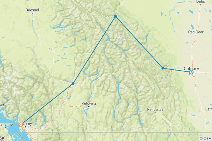 Map of Canadian Rockies by Train