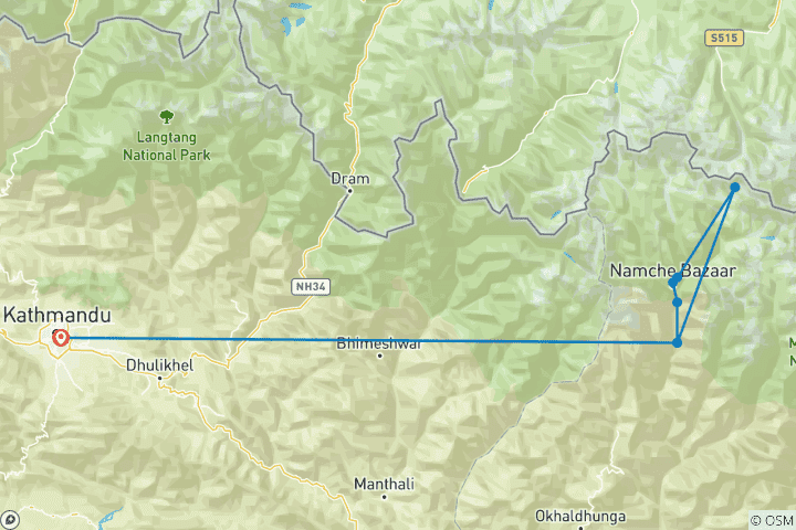 Map of Luxury Everest Base Camp Helicopter Trek