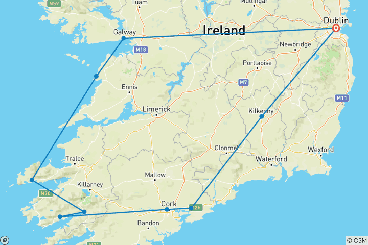 Mapa de Visitas en grupo a Irlanda Increíble