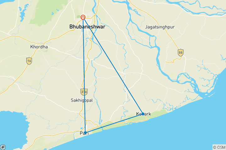 Mapa de Lo más destacado de Odisha