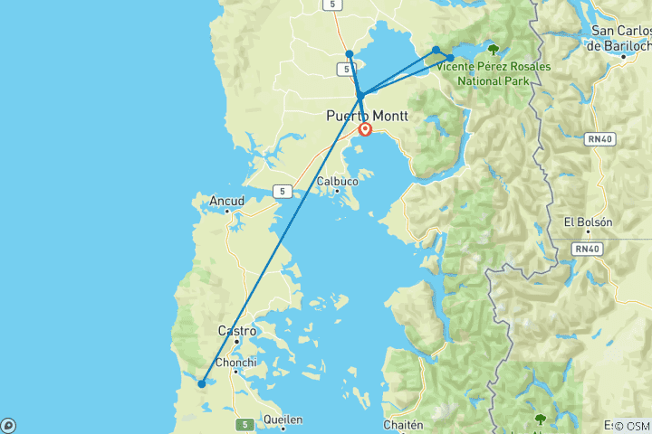 Map of 4 - Days Unique PREMIUM Experience at Lake Region & Puerto Varas in Chile