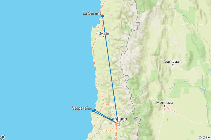 Kaart van Chili: La Serena & el Valle del Elqui - 7 dagen