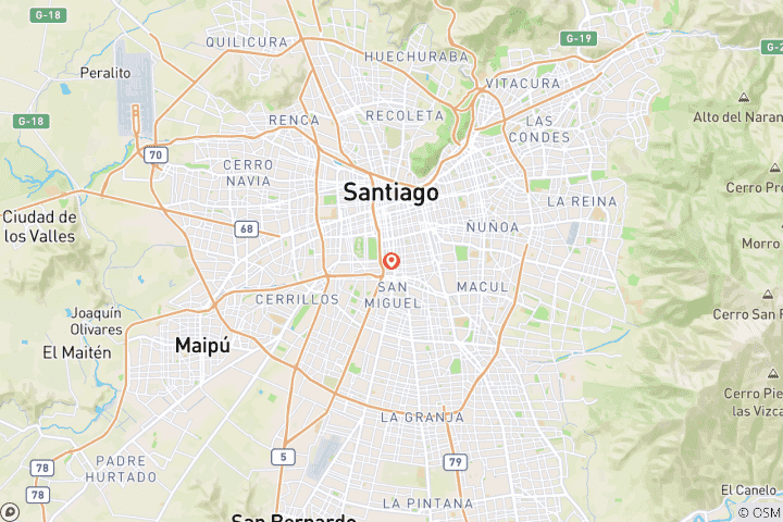 Map of Santiago and its vineyards