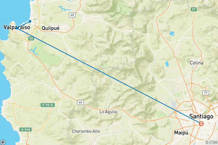 Carte du circuit Le Chili : Santiago du Chili et ses environs