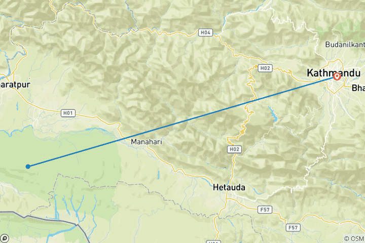 Map of Chitwan National Park (Wildlife Adventure) Tour