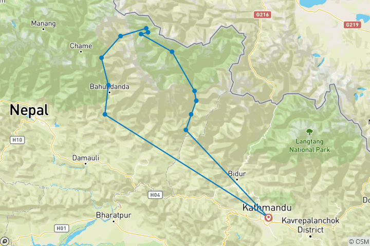 Map of Manaslu Circuit Trek ( Larke-La Pass 5106 m) -18 Days Full package