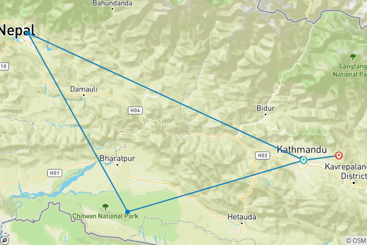 Map of Family Tour in Nepal