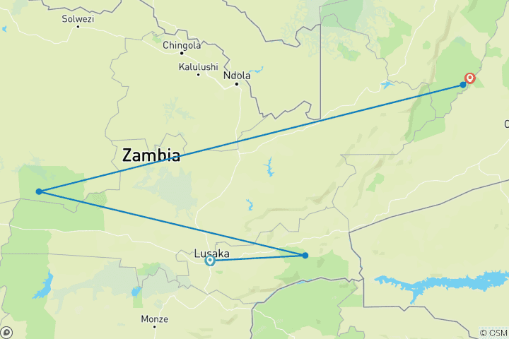 Map of Highlights of Zambia