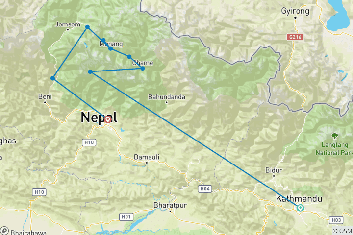 Mapa de Escalada al pico Chulu este