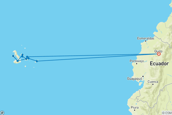 Carte du circuit Guide Croisière de luxe aux Galápagos 9 jours