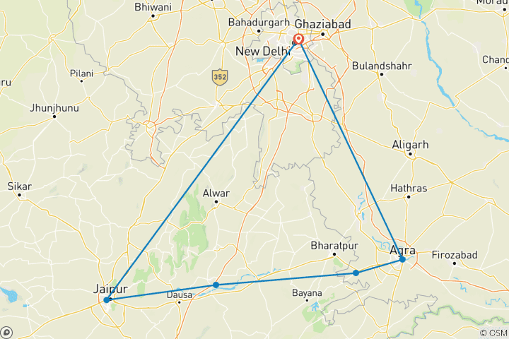 Map of Classic Golden Triangle: Delhi | Jaipur | Agra!!