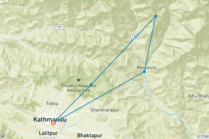 Mapa de Helambu excursionismo - 9 días