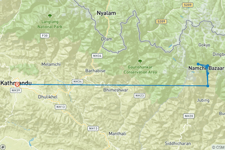 Kaart van Everest Panorama Trek - 11 Dagen