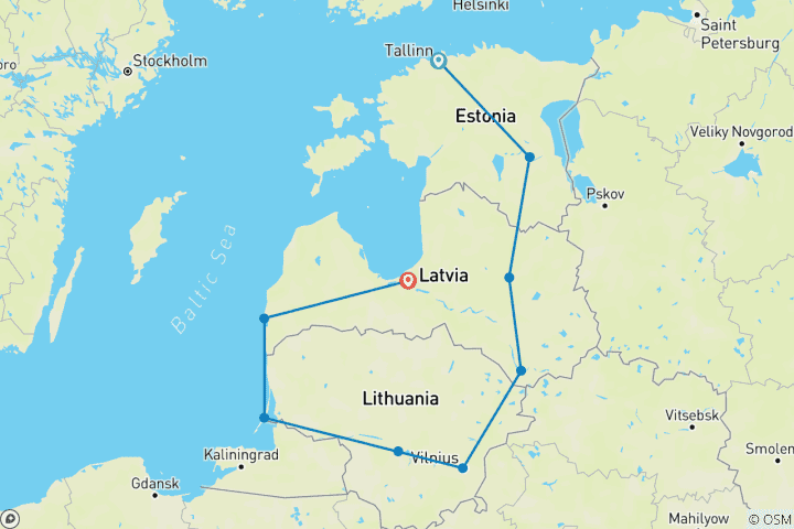 Map of Baltic Adventures (small group)