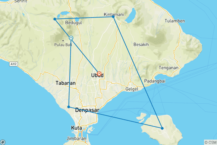 Carte du circuit Circuit Instagram de 7 jours à Bali