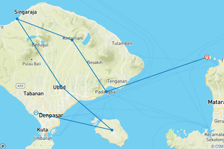 Carte du circuit L'aventure ultime à Bali