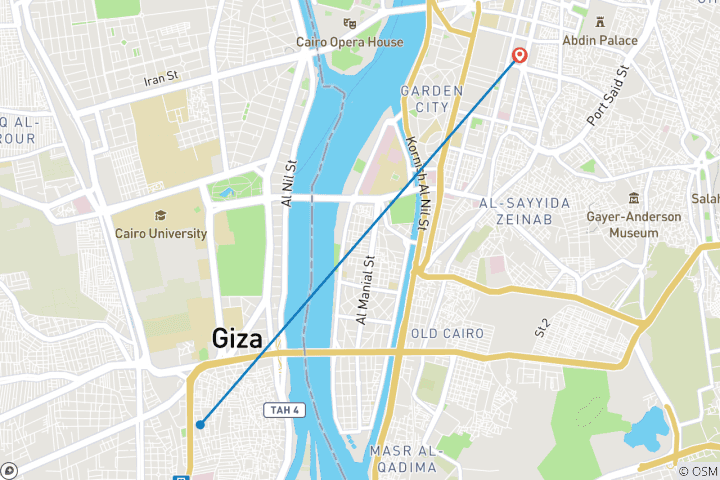 Carte du circuit Court séjour 2 jours au Caire - Hôtel 5* au centre du Caire - Arrivée et transfert privés à l'aéroport