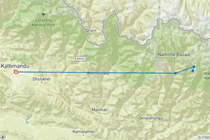 Carte du circuit Ascension du pic Mera 16 jours