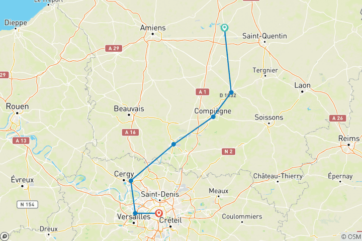 Map of Peronne to Paris