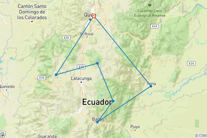 Map of 6-Day Ecuador Multisport