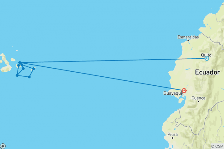 Mapa de Encuentro en Galápagos - Archipiélago I - itinerario C