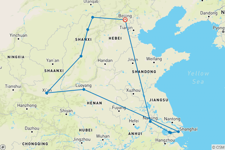 Map of Millenary China (11 destinations)